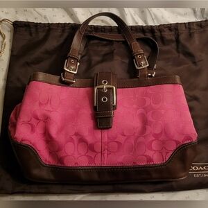 Vintage Coach pink and brown Hampton Shoulder Bag